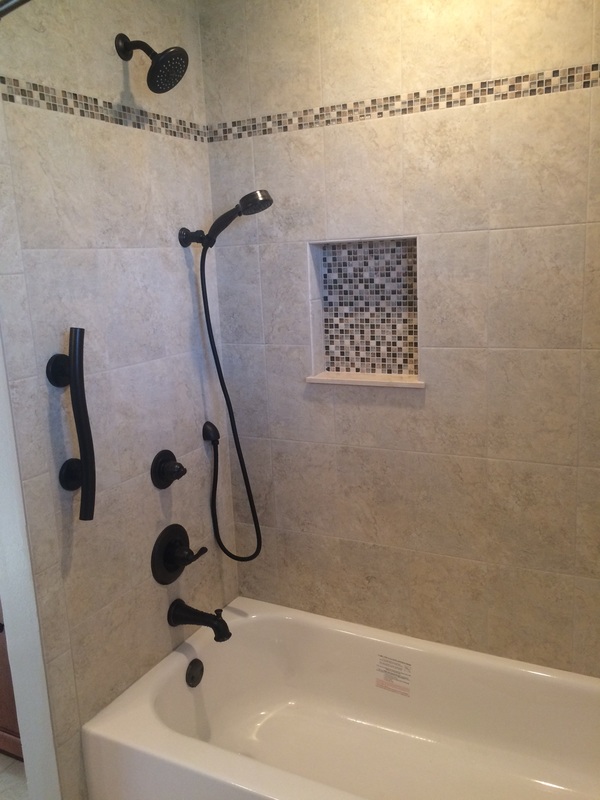 new shower fixtures and tile